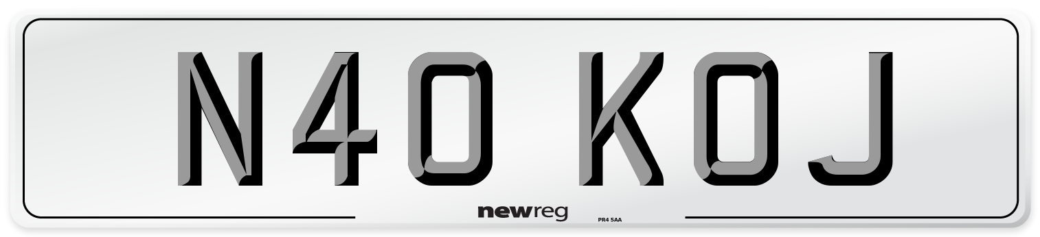 N40 KOJ Number Plate from New Reg